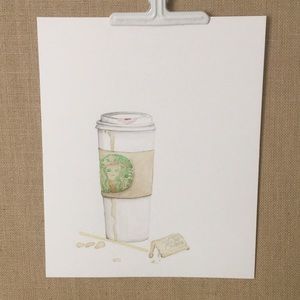 I miss my Starbucks! - Watercolor /Unframed